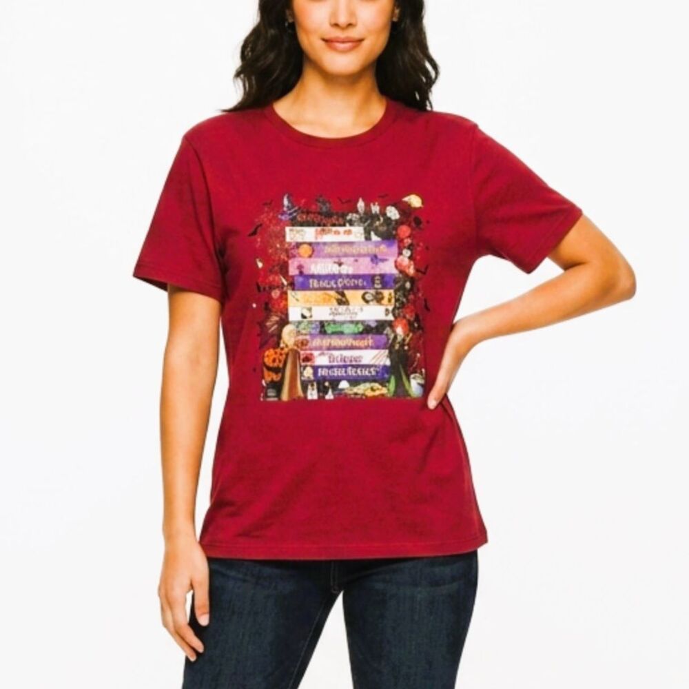 HALLOWEEN Shirt Top Best Spooky Scary Movies Unisex Tee Red Size Large 42-44 US